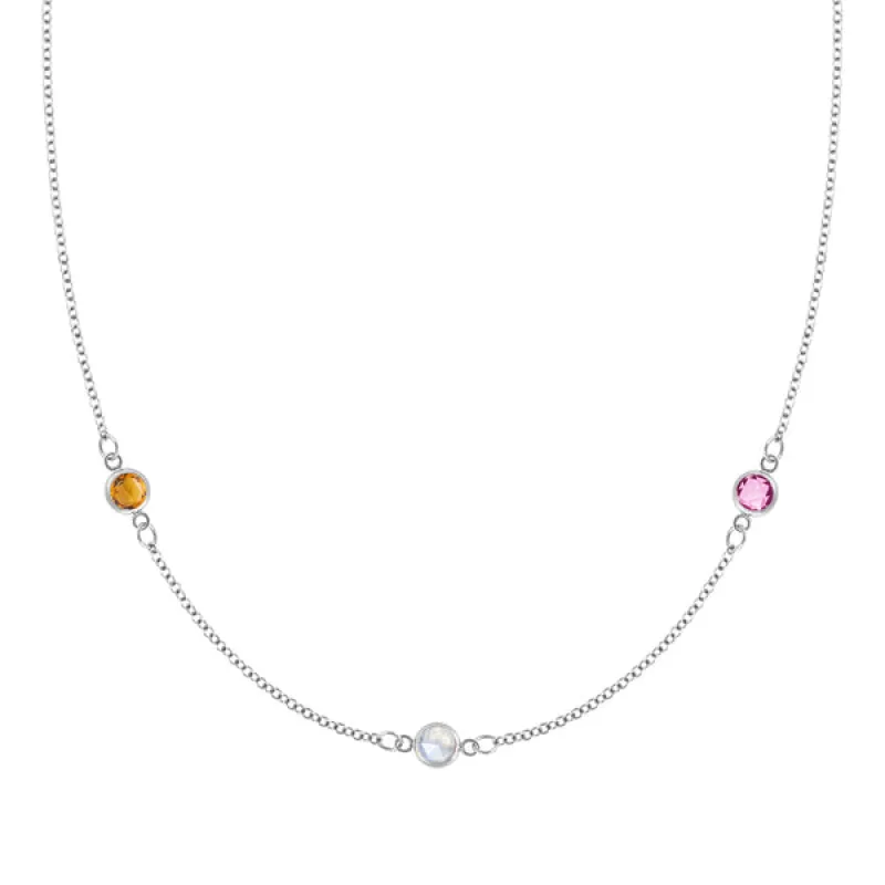 Personalized Classic 3 Birthstone Necklace in 14k Gold sold by Haverhill
