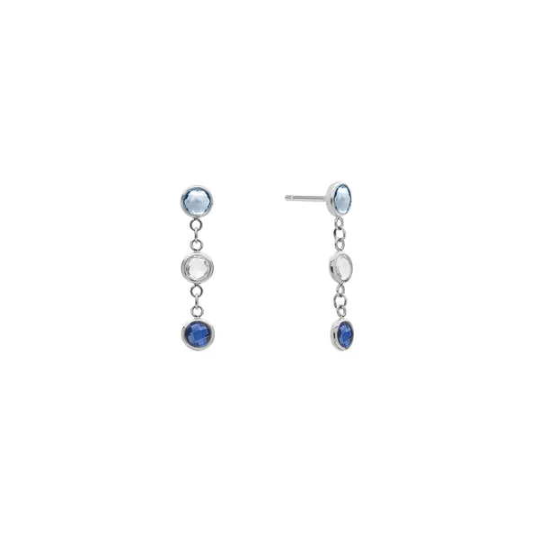 Personalized Classic 3 Birthstone Earrings in 14k Gold sold by Haverhill