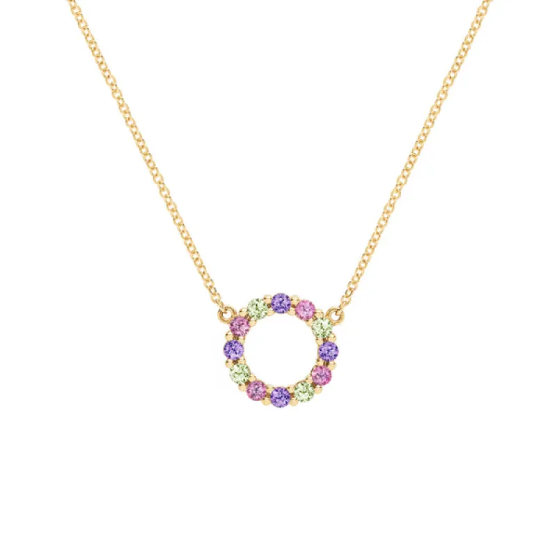 Personalized Rosecliff Small Circle Birthstone Necklace in 14k Gold sold by Haverhill