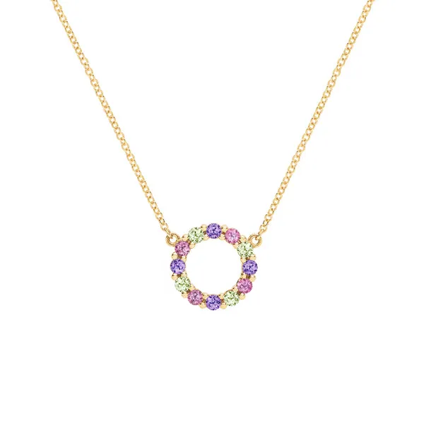 Personalized Rosecliff Small Circle Birthstone Necklace in 14k Gold sold by Haverhill