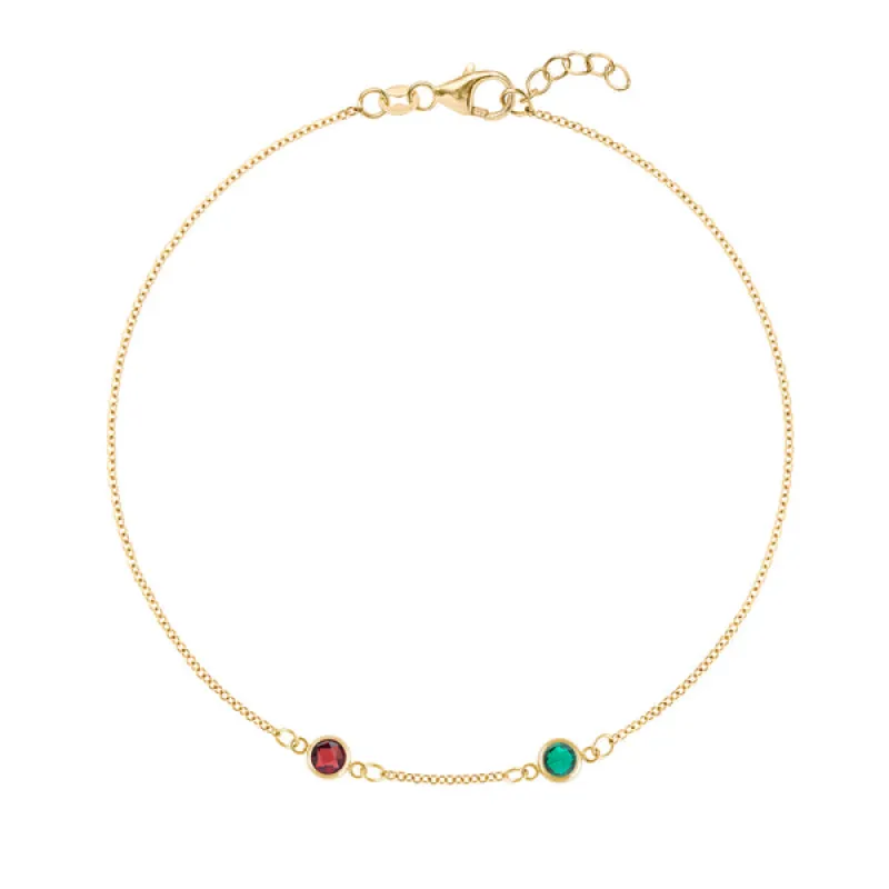Personalized Classic 2 Birthstone Bracelet in 14k Gold sold by Haverhill