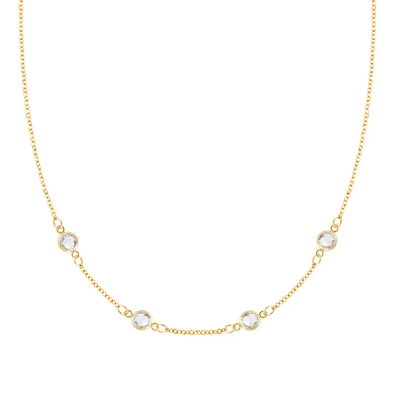 Personalized Classic 4 Birthstone Necklace in 14k Gold sold by Haverhill