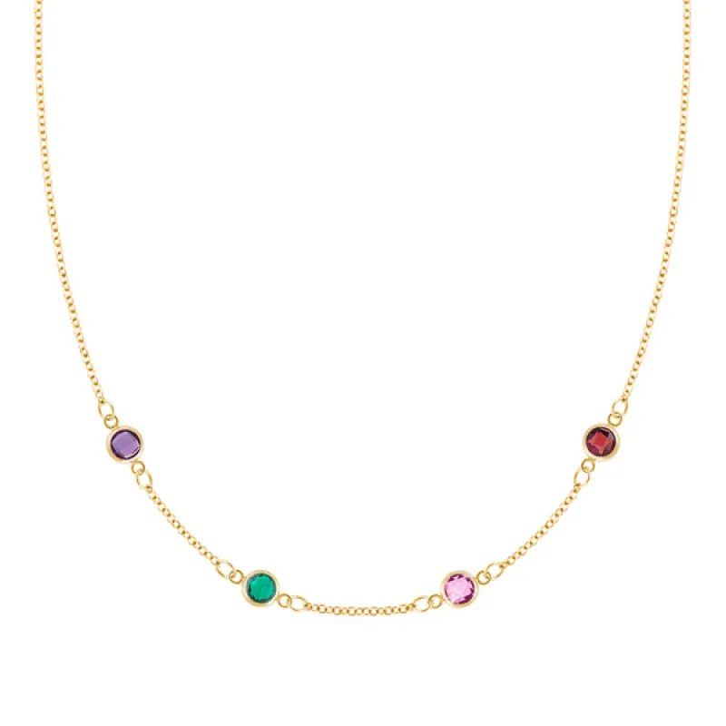Personalized Classic 4 Birthstone Necklace in 14k Gold sold by Haverhill