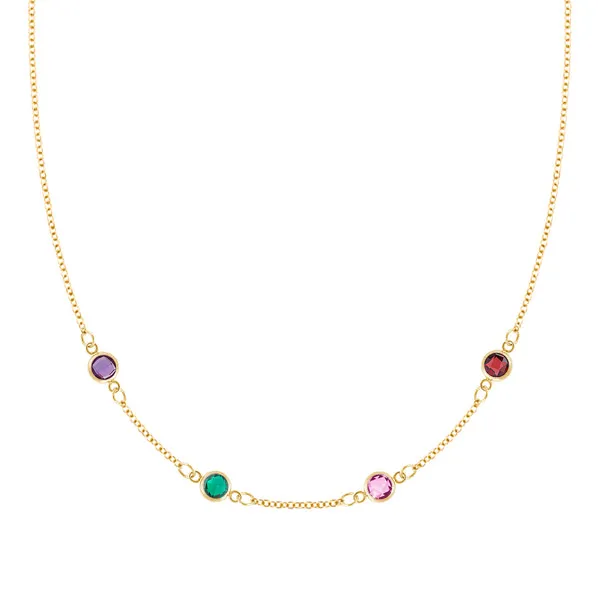 Personalized Classic 4 Birthstone Necklace in 14k Gold sold by Haverhill