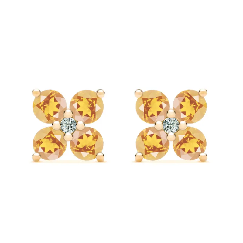 Personalized Greenwich 4 Birthstone & Diamond Earrings in 14k Gold sold by Haverhill