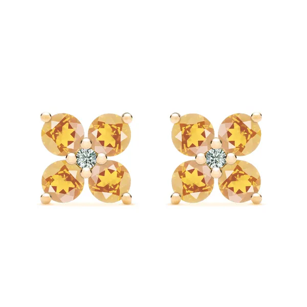 Personalized Greenwich 4 Birthstone & Diamond Earrings in 14k Gold sold by Haverhill