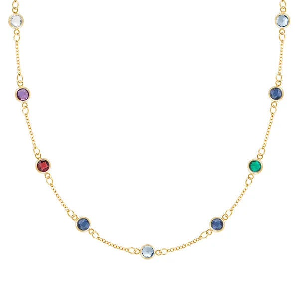 Personalized Classic 9 Birthstone Necklace in 14k Gold sold by Haverhill