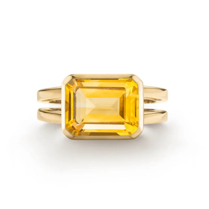 Personalized Warren Horizontal Birthstone Ring in 14k Gold sold by Haverhill
