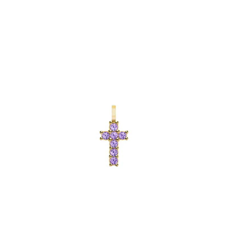 Rosecliff Small Cross Amethyst Pendant in 14k Gold (February) sold by Haverhill