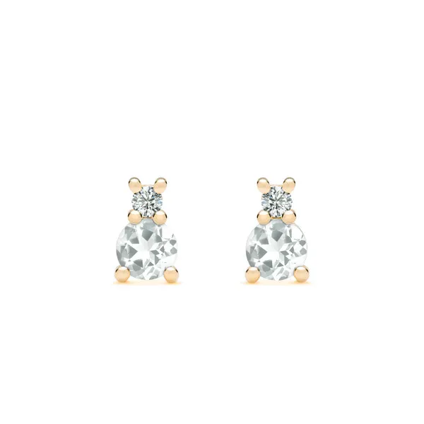 Personalized Greenwich Solitaire Birthstone & Diamond Earrings in 14k Gold sold by Haverhill