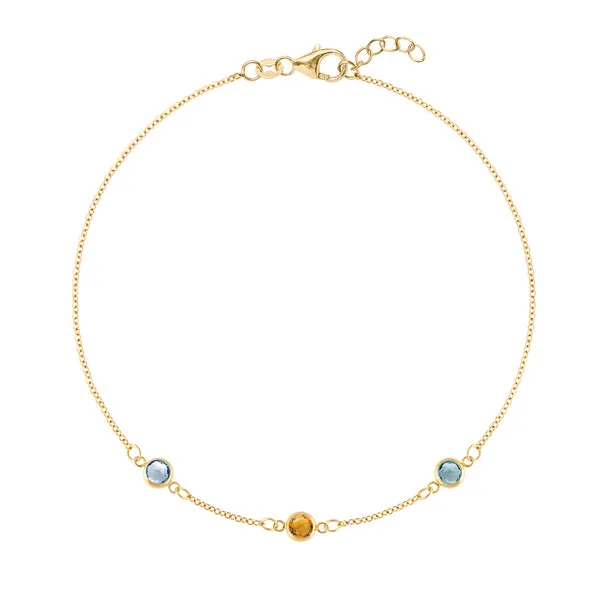 Personalized Classic 3 Birthstone Bracelet in 14k Gold sold by Haverhill
