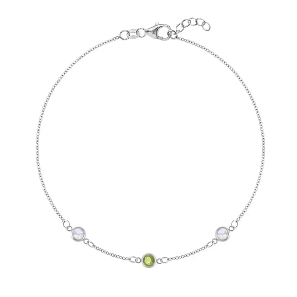 Personalized Classic 3 Birthstone Bracelet in 14k Gold sold by Haverhill