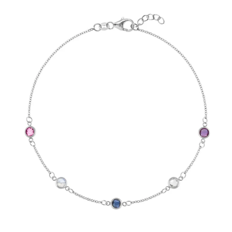 Personalized Classic 5 Birthstone Bracelet in 14k Gold sold by Haverhill