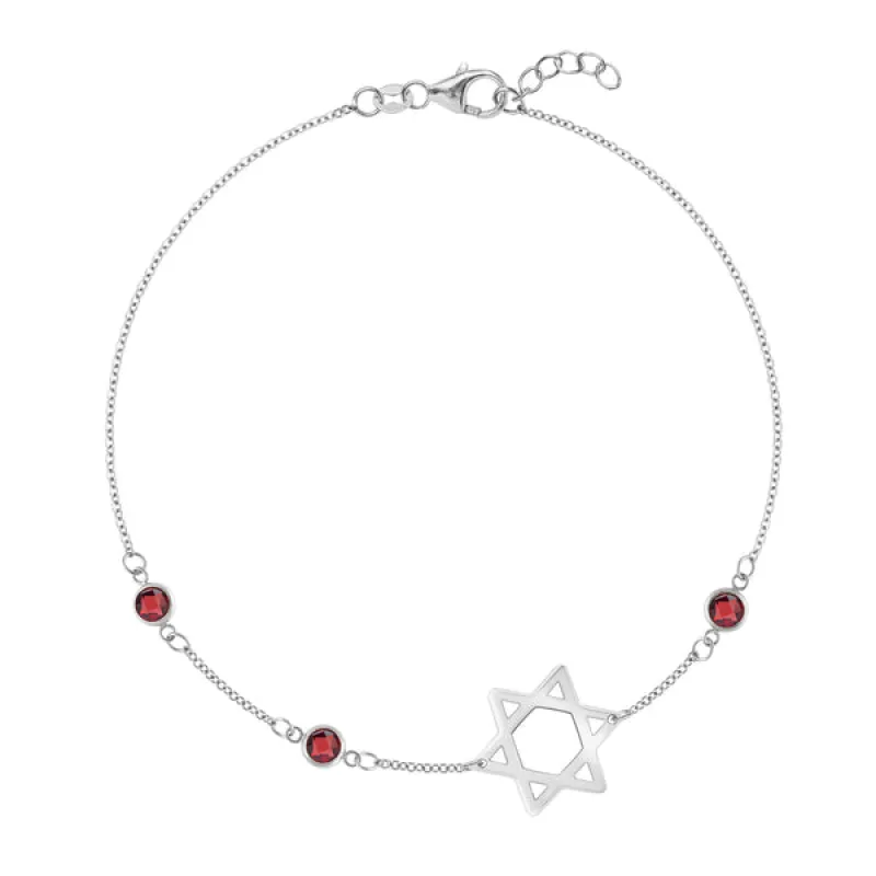 Personalized Classic Star of David & 3 Birthstone Bracelet in 14k Gold sold by Haverhill