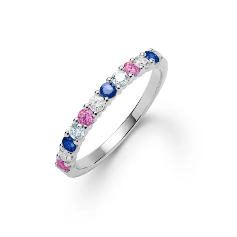Personalized Rosecliff Birthstone Stackable Ring in 14k Gold sold by Haverhill