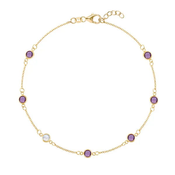 Personalized Classic 7 Birthstone Bracelet in 14k Gold sold by Haverhill