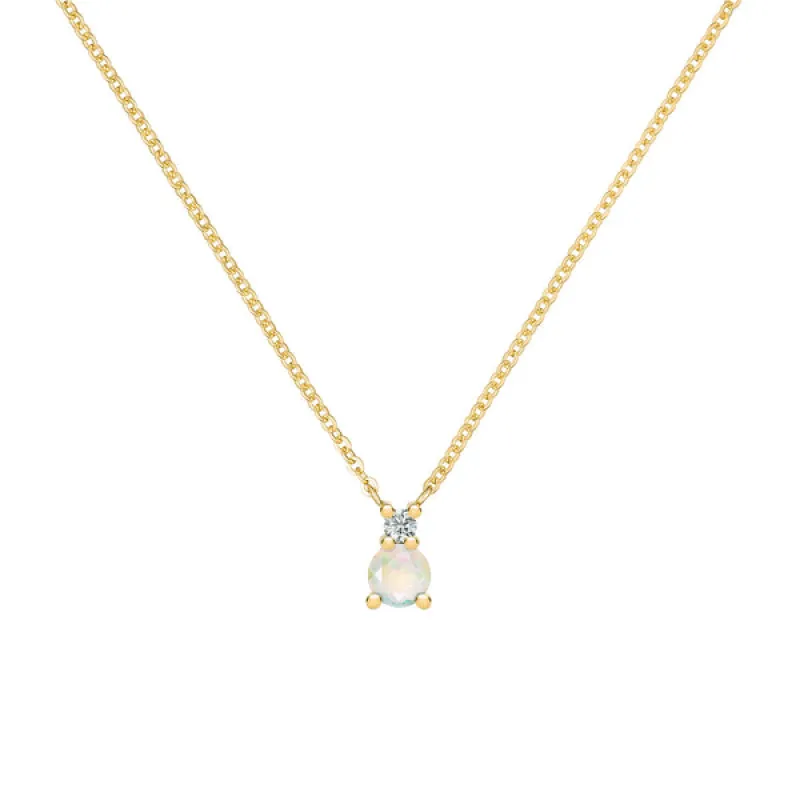Personalized Greenwich Solitaire Birthstone & Diamond Necklace in 14k Gold sold by Haverhill