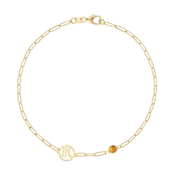 Personalized Zodiac & Birthstone Adelaide Mini Bracelet in 14k Gold sold by Haverhill
