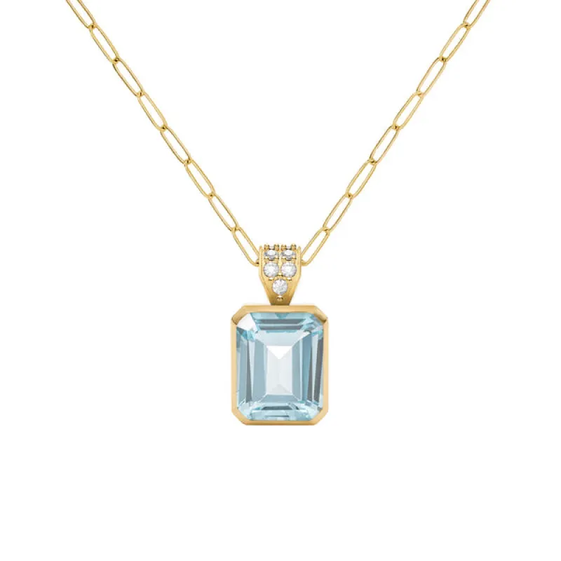 Warren Nantucket Blue Topaz Pendant with Diamond Bale in 14k Gold (December) sold by Haverhill