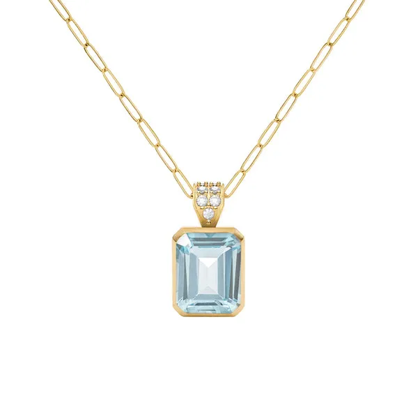 Warren Nantucket Blue Topaz Pendant with Diamond Bale in 14k Gold (December) sold by Haverhill