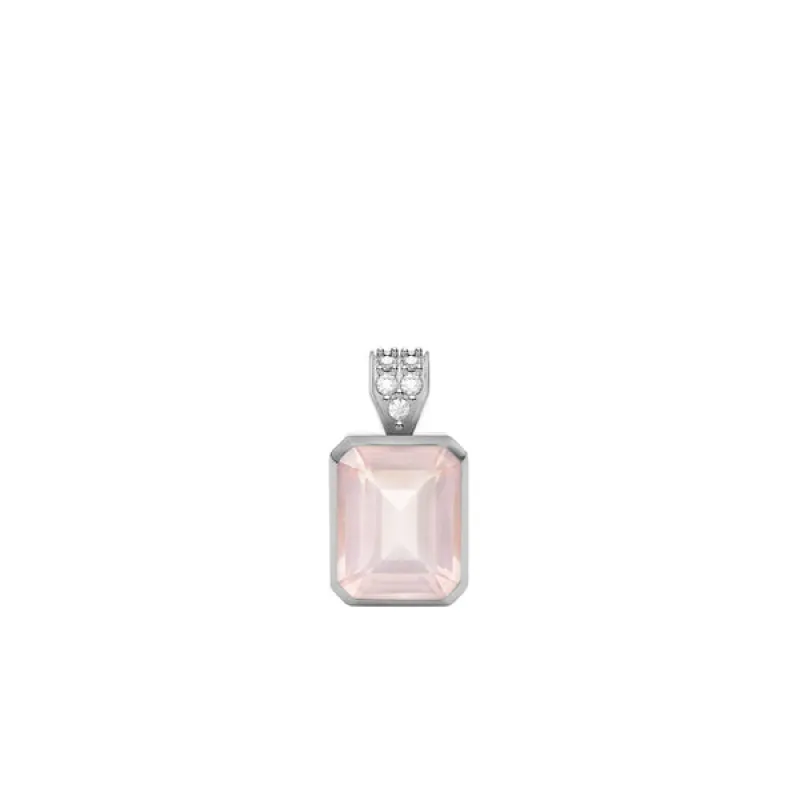 Warren Rose Quartz Pendant with Diamond Bale in 14k Gold (October) sold by Haverhill