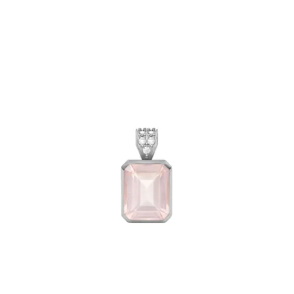 Warren Rose Quartz Pendant with Diamond Bale in 14k Gold (October) sold by Haverhill