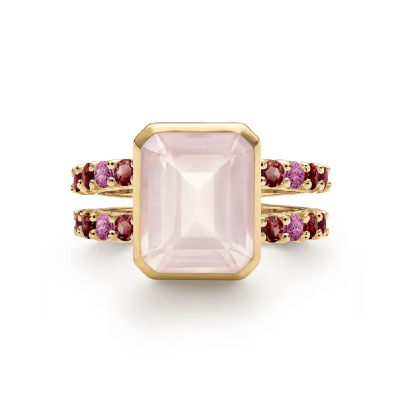 Personalized Warren Vertical Birthstone Ring with Accent Stones in 14k Gold sold by Haverhill