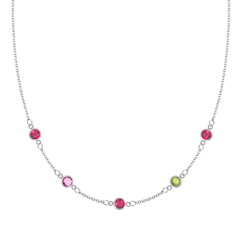 Personalized Classic 5 Birthstone Necklace in 14k Gold sold by Haverhill