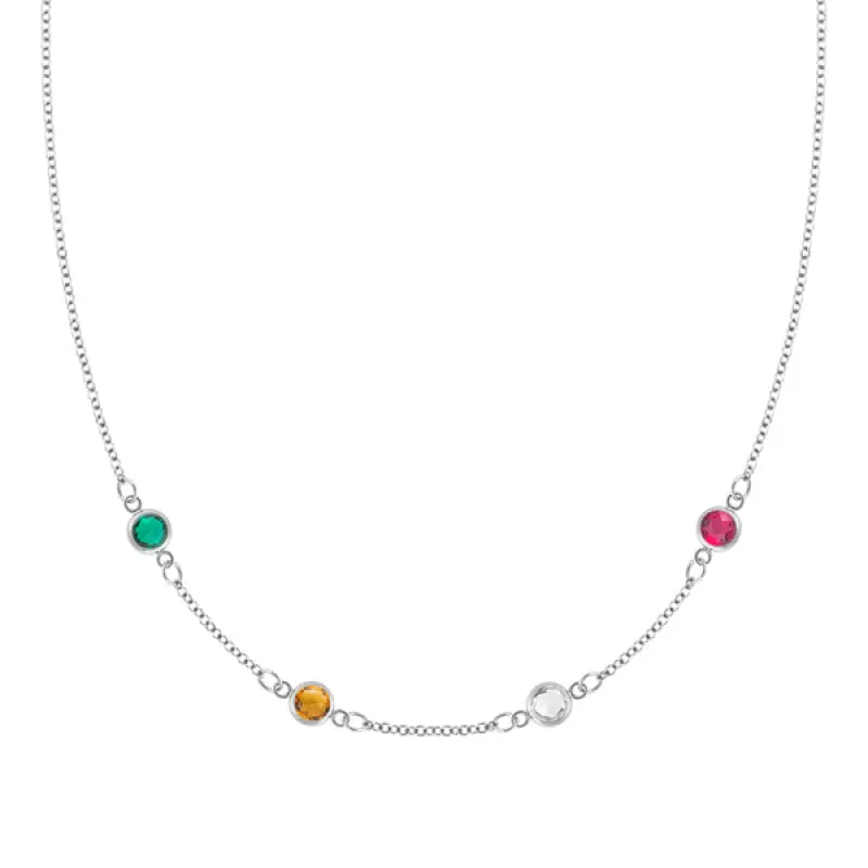 Personalized Classic 4 Birthstone Necklace in 14k Gold sold by Haverhill