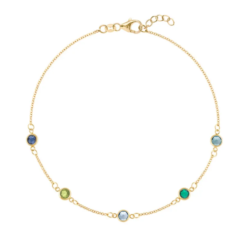 Personalized Classic 5 Birthstone Bracelet in 14k Gold sold by Haverhill