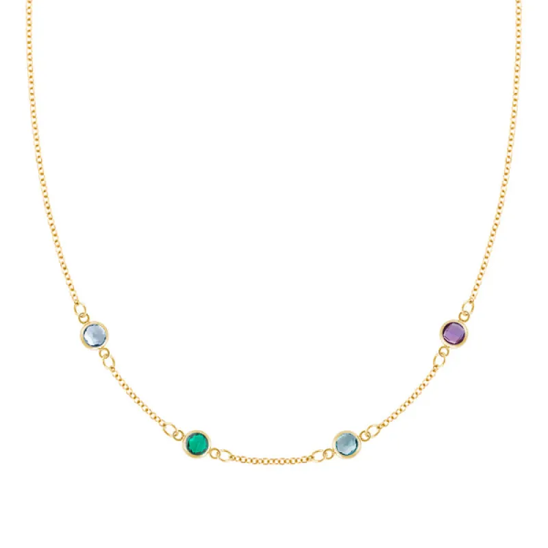 Personalized Classic 4 Birthstone Necklace in 14k Gold sold by Haverhill