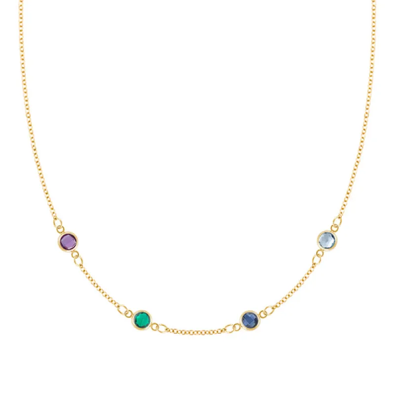 Personalized Classic 4 Birthstone Necklace in 14k Gold sold by Haverhill