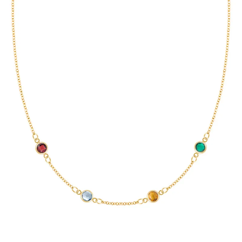 Personalized Classic 4 Birthstone Necklace in 14k Gold sold by Haverhill