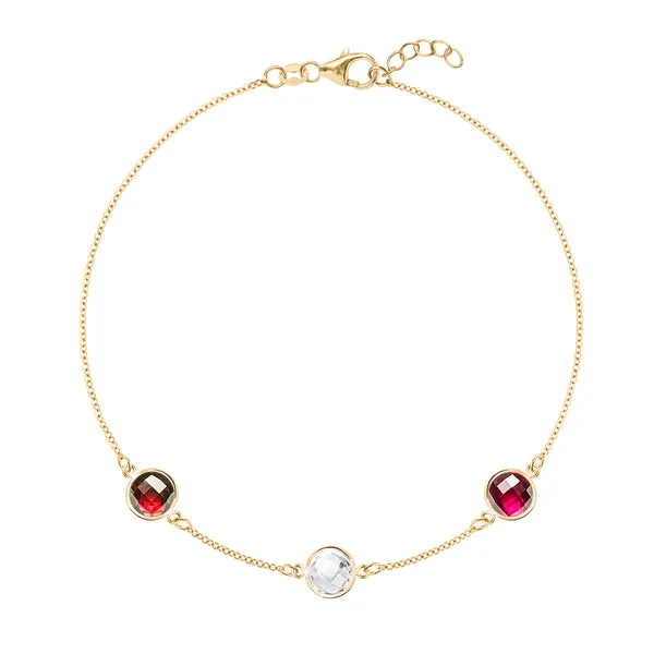 Personalized Grand 3 Birthstone Bracelet in 14k Gold sold by Haverhill