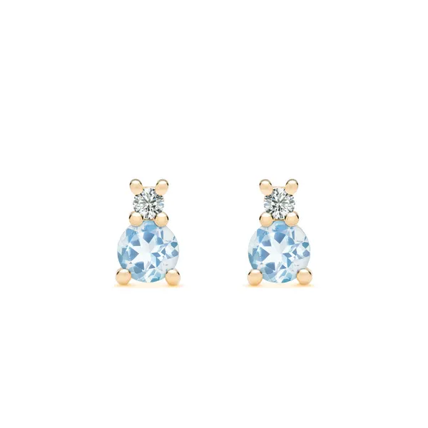 Personalized Greenwich Solitaire Birthstone & Diamond Earrings in 14k Gold sold by Haverhill