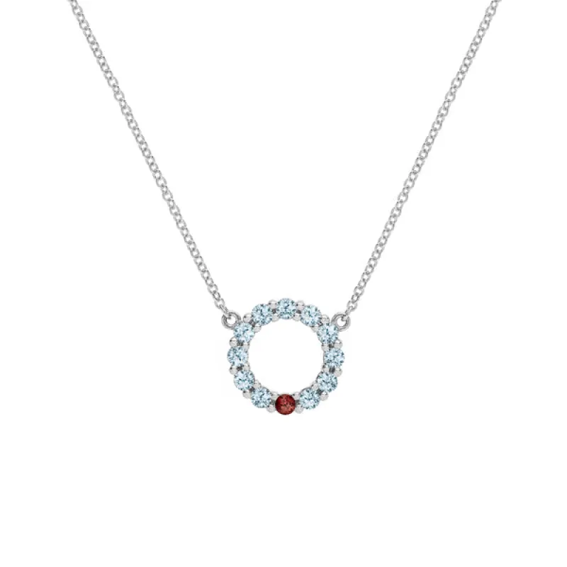 Personalized Rosecliff Small Circle Birthstone Necklace in 14k Gold sold by Haverhill