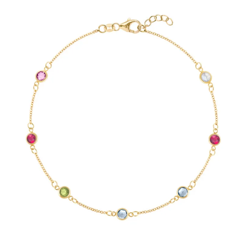 Personalized Classic 7 Birthstone Bracelet in 14k Gold sold by Haverhill