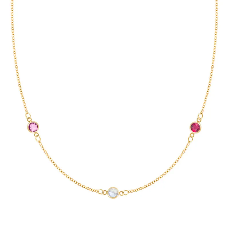 Personalized Classic 3 Birthstone Necklace in 14k Gold sold by Haverhill