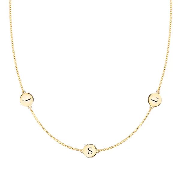 Personalized 3 Letter Necklace in 14k Gold (Double Spacing) sold by Haverhill