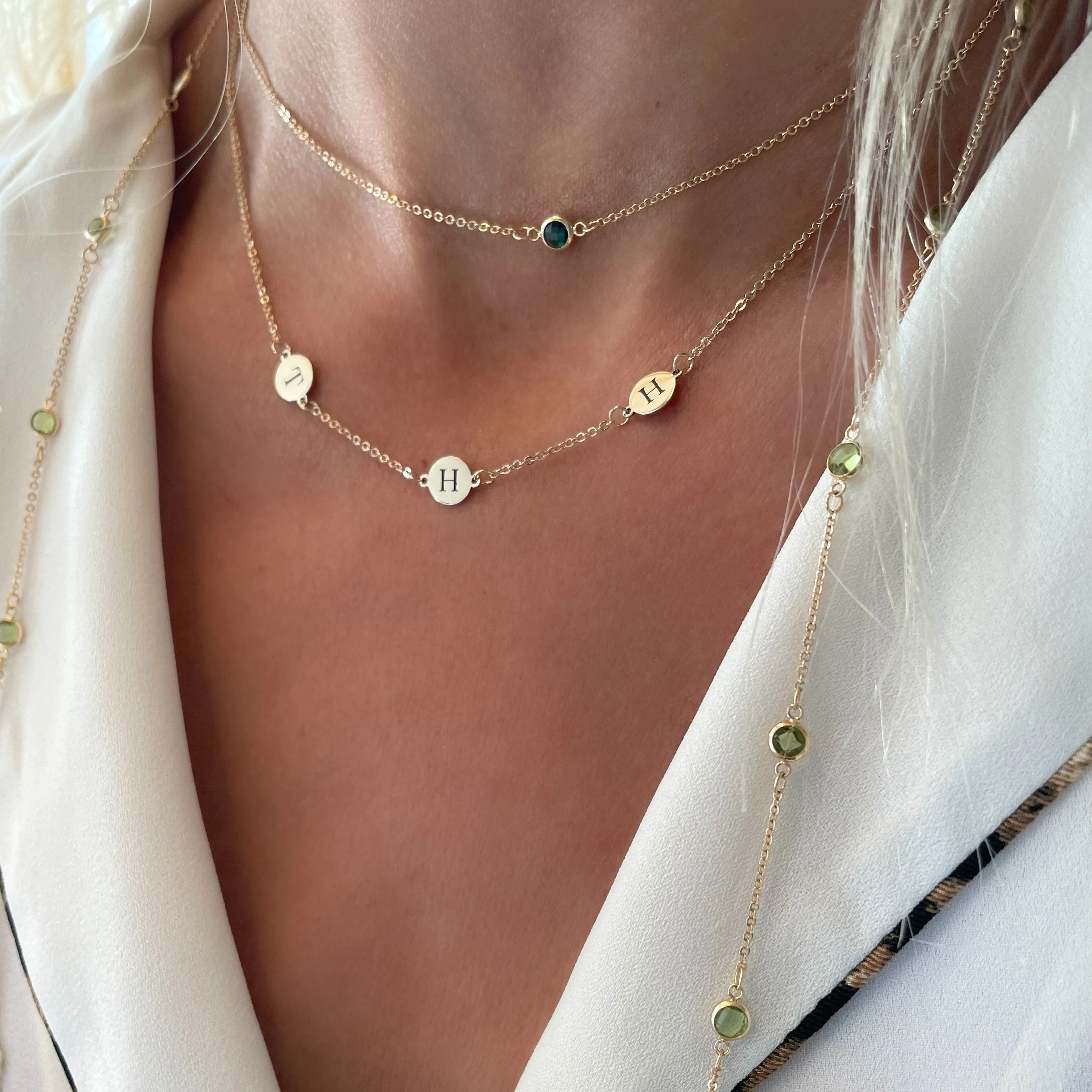 Personalized 3 Letter Necklace in 14k Gold (Double Spacing) sold by Haverhill product image thumbnail 3