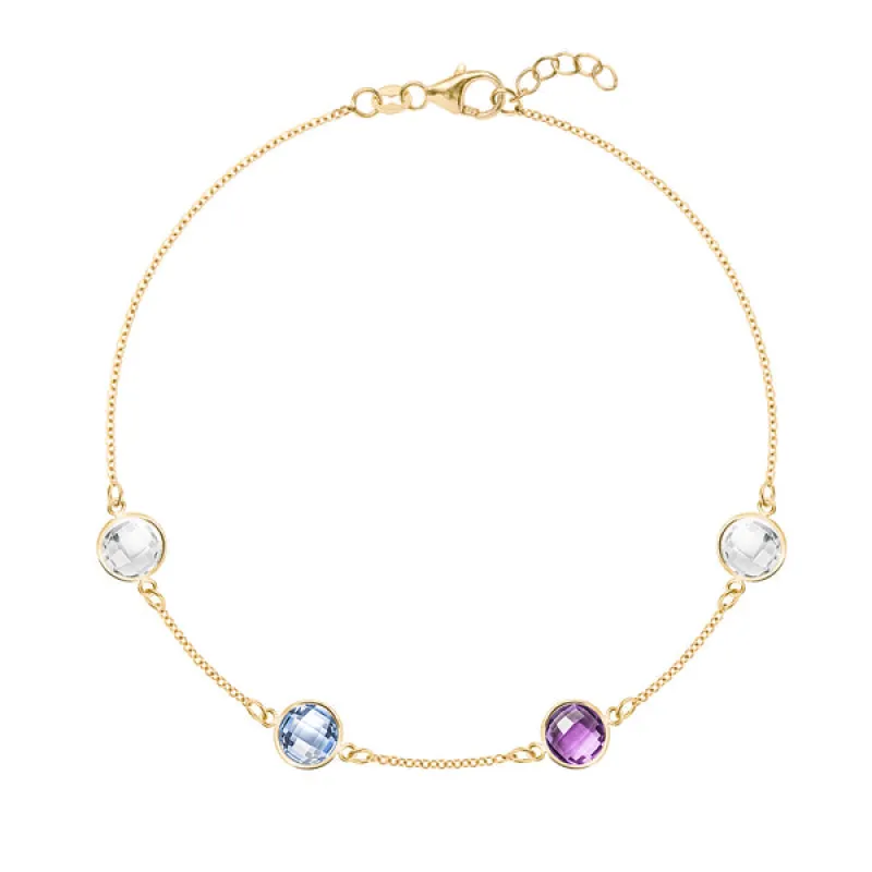 Personalized Grand 4 Birthstone Bracelet in 14k Gold sold by Haverhill