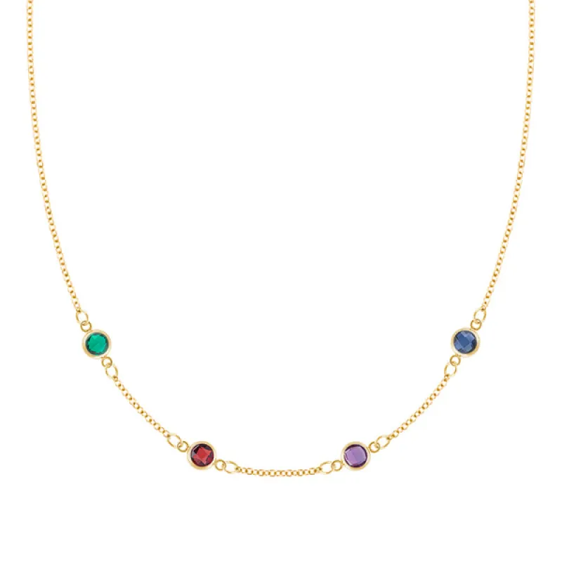 Personalized Classic 4 Birthstone Necklace in 14k Gold sold by Haverhill
