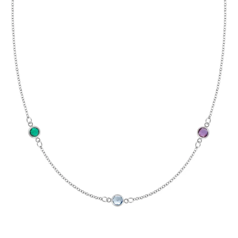 Personalized Classic 3 Birthstone Necklace in 14k Gold sold by Haverhill