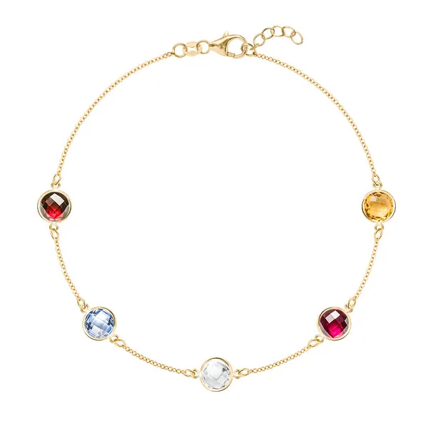 Personalized Grand 5 Birthstone Bracelet in 14k Gold sold by Haverhill