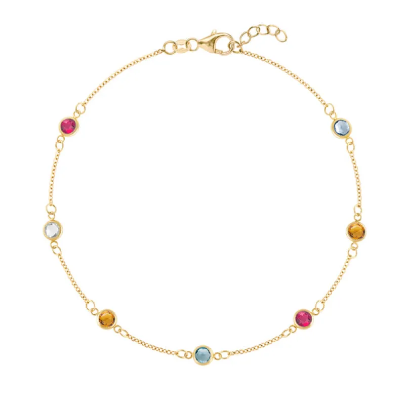 Personalized Classic 7 Birthstone Bracelet in 14k Gold sold by Haverhill