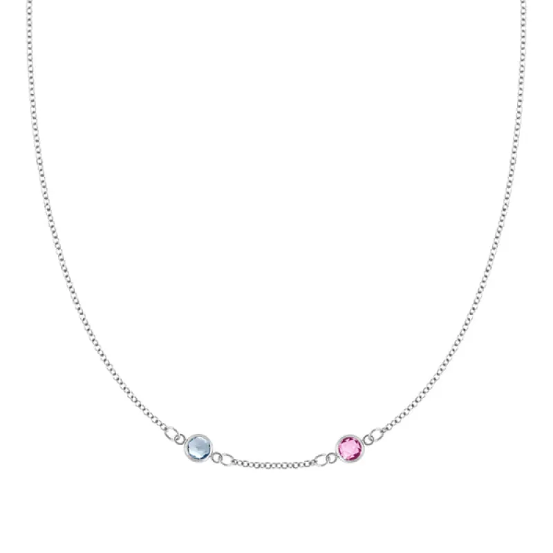Personalized Classic 2 Birthstone Necklace in 14k Gold (Centered) sold by Haverhill