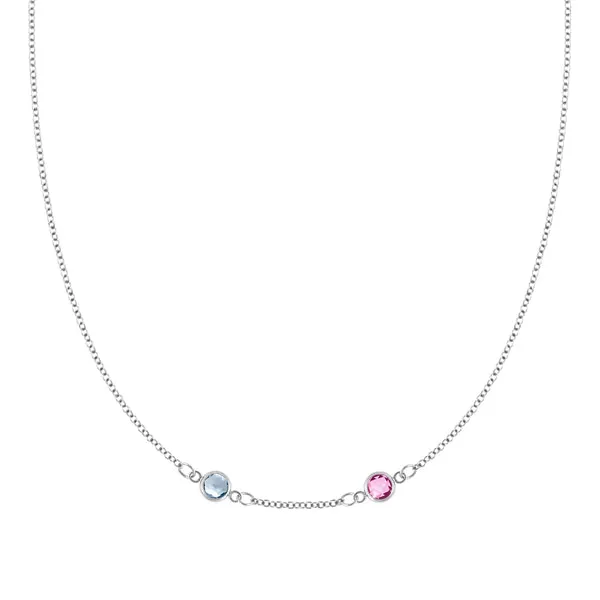 Personalized Classic 2 Birthstone Necklace in 14k Gold (Centered) sold by Haverhill
