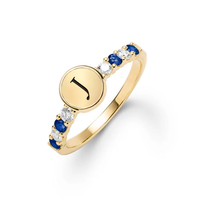 Personalized Rosecliff Letter Ring in 14k Gold sold by Haverhill
