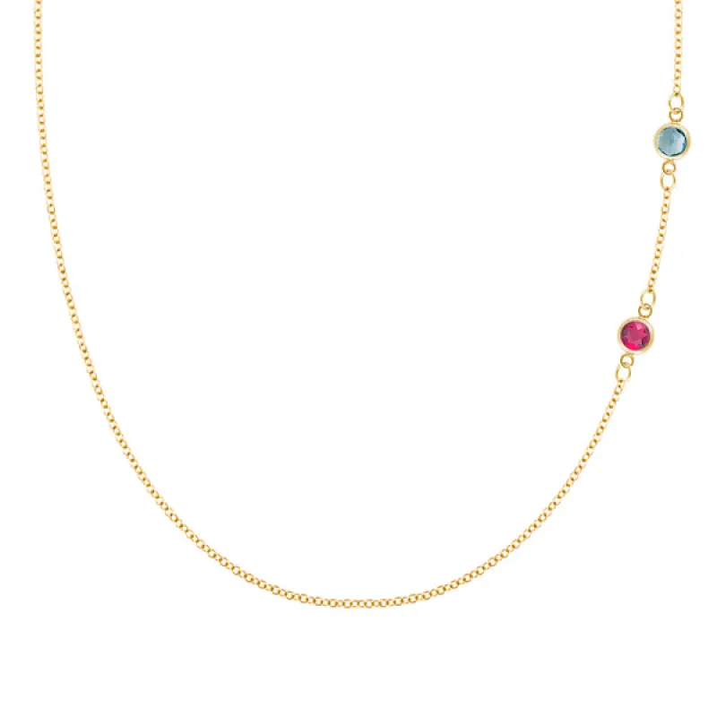 Personalized Classic 2 Birthstone Necklace in 14k Gold sold by Haverhill