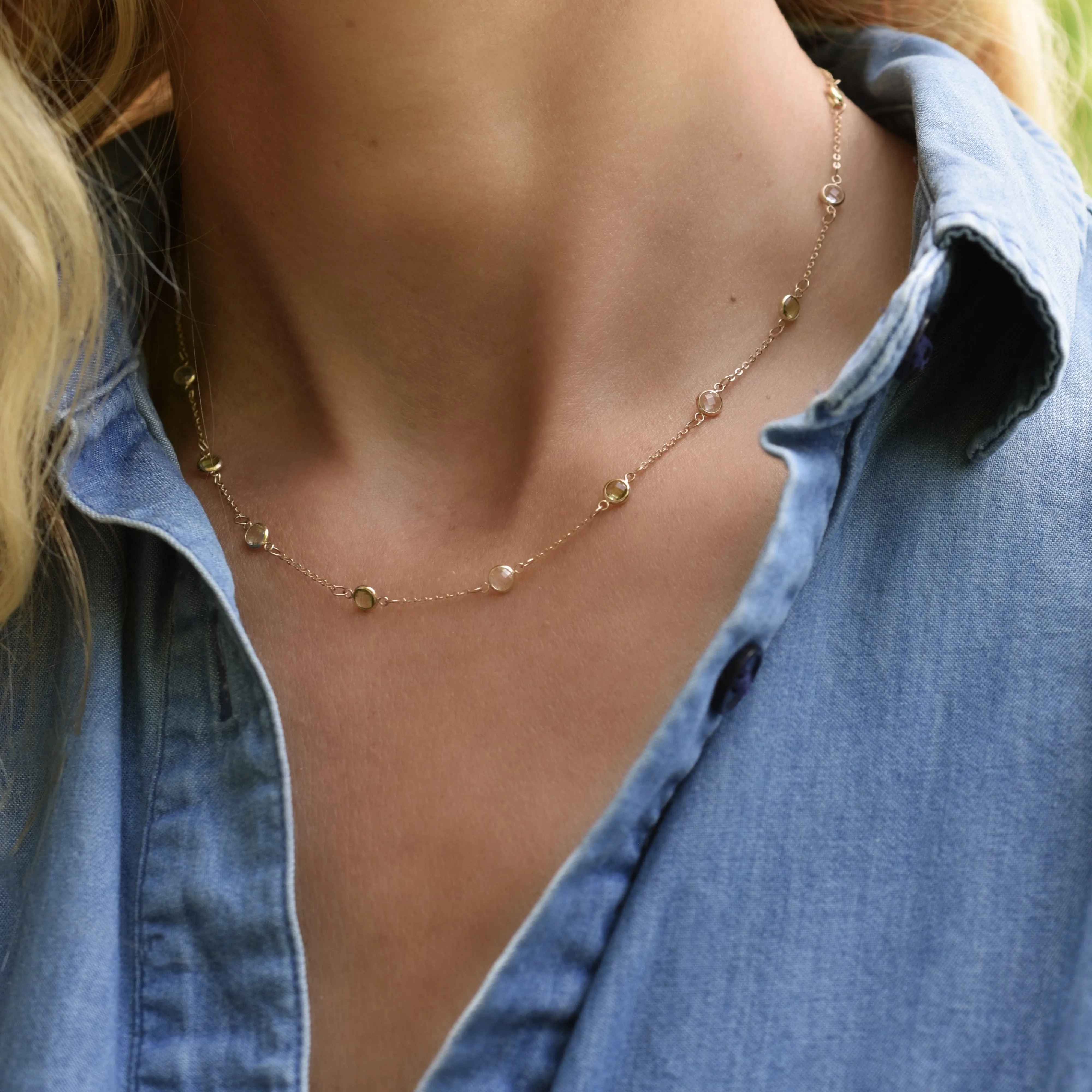 Personalized Classic 10 Birthstone Necklace in 14k Gold sold by Haverhill product image thumbnail 2